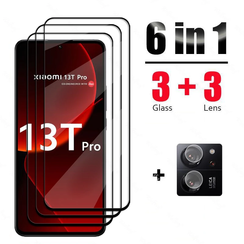 

6 In 1 For Xiaomi 13T Pro Glass Tempered Glass Xiaomi 13T 12T Pro Glass Full Cover Screen Protector Camera Film Mi 13T Pro Glass