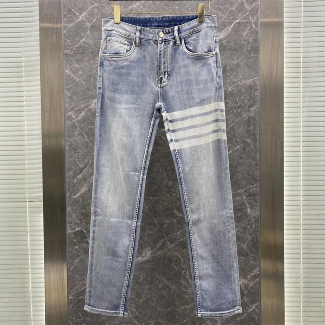 

Luxury Brand Men's Striped Jeans International Brand Designer High Quality Pants Casual Trousers Korean Fashion Slim Jeans