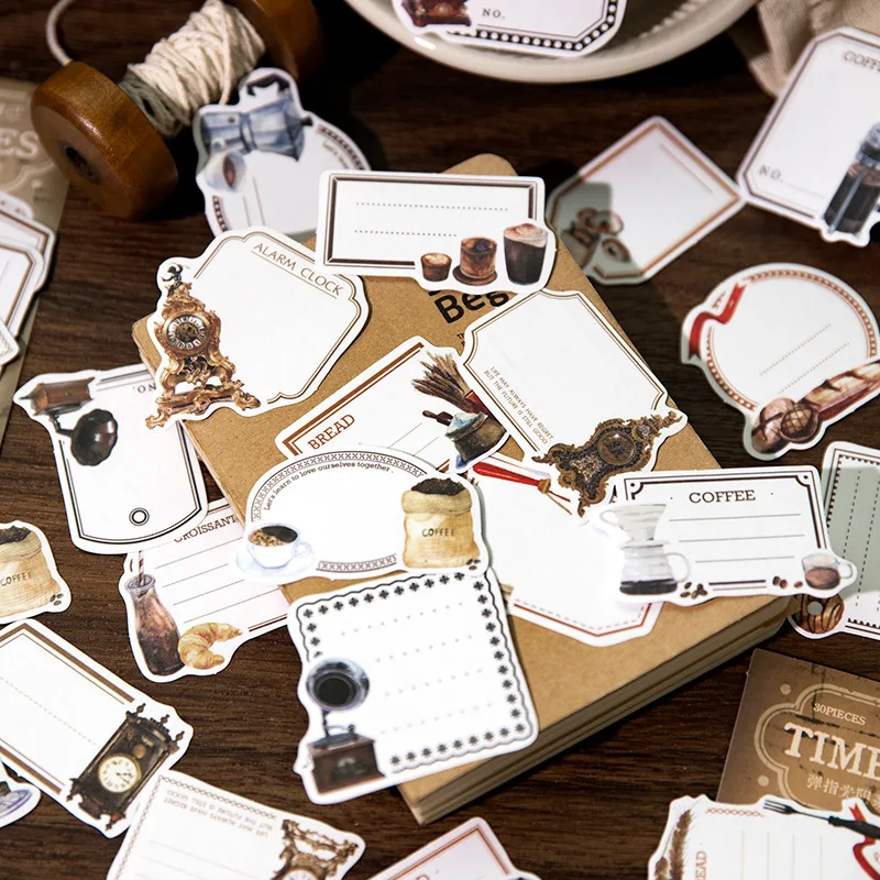 

30 pcs/packSticker retro literature and art simple label manual account DIY decorative base material Scrapbooking 6 styles