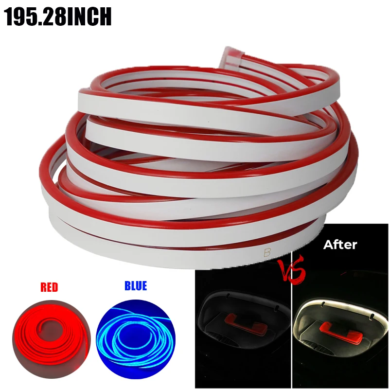 

195.28Inch Blue/Red Frunk Brighten LED Flexible Strips Light for Tesla Model 3 Y S X All Year Front Rear Trunk Silicone Light