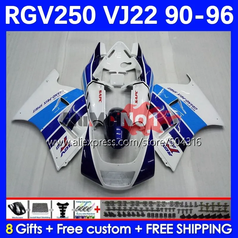 

RGV250 For SUZUKI SAPC RGV-250 VJ22 41MC.15 RGV 250 90 91 92 93 94 95 96 1990 1991 1992 1993 1994 1995 1996 Fairing blue white