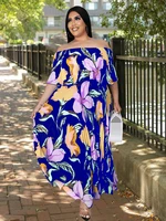 women summer long dress chic and elegant pleated maxi dress sexy plus size off the shoulder dress wholesale bulk dropshipping