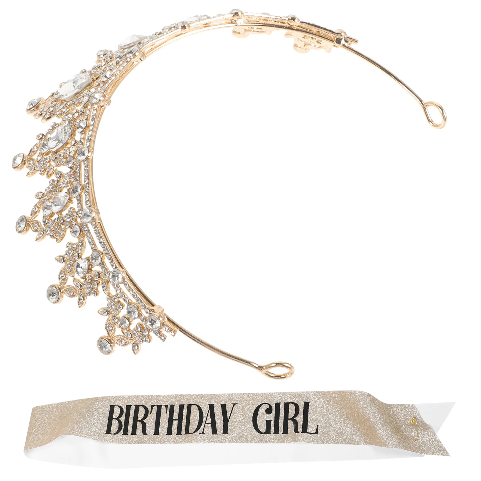 

Birthday Crown Tiara Tiaras Women Shoulder Strap Headband Sash Headpiece Hair Bands Hot Drill Rhinestone Crowns