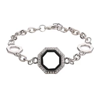5pcs rhombus chain rhinestone glass living memory floating locket alloy pendant charms jewelry diy making bracelet for women men