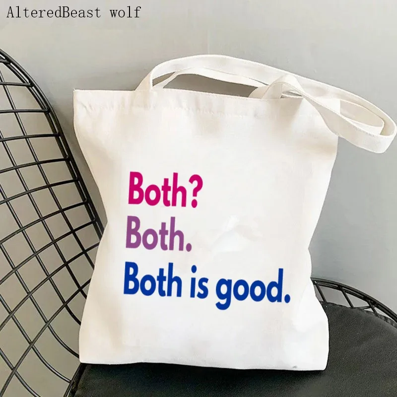 

Women Shopper bag Both Is Good Printed art Bag Harajuku Shopping Canvas Shopper Bag girl handbag Tote Shoulder Lady Bag