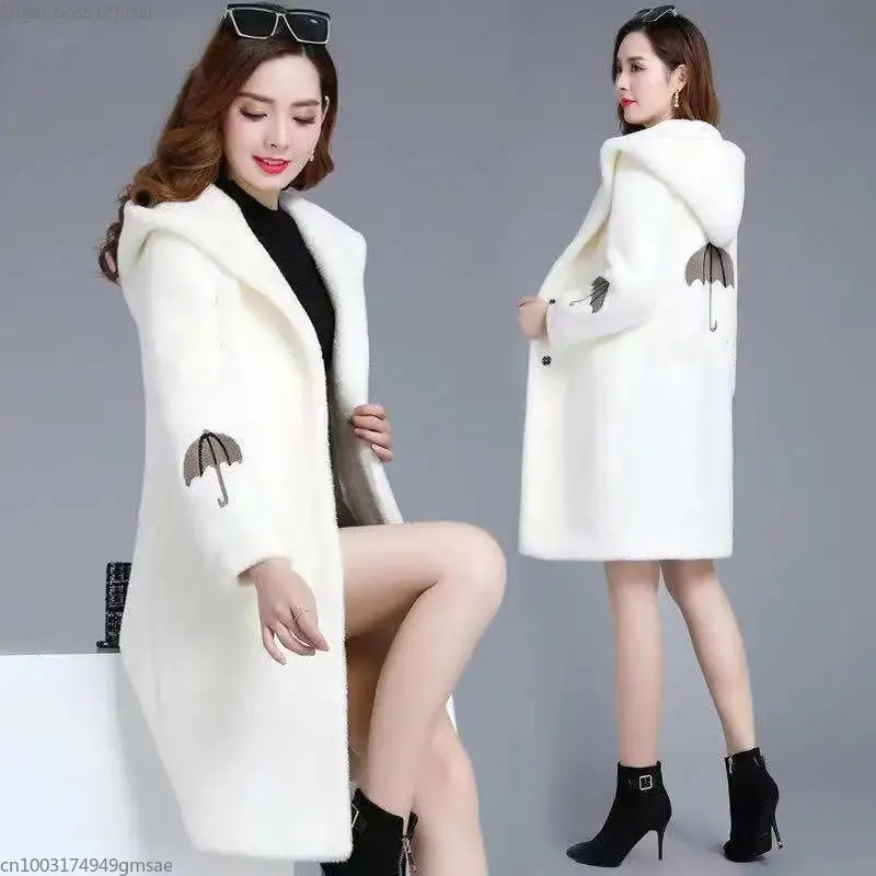 

Women Long Warm Faux Lamb Fur Coat Women's 2022 New Mother's Winter Clothes Loose Korean Style of Woolen One Lamb Coat
