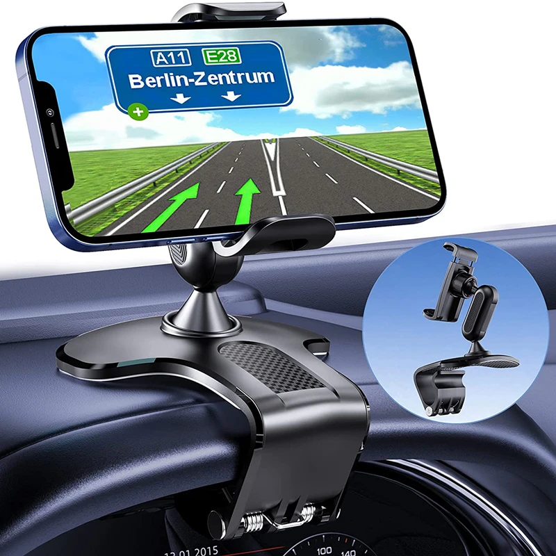 

Phone Holder Dashboard Multifunctional Phone Holder Car Clip Mounting Bracket 360 Degree Rotation for 4-7 Inch Smartphones