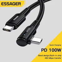 Essager 100 Вт USB-кабель типа C к USB C, угол 90 градусов для iPad MacBook Pro Xiaomi Samsung Huawei, быстрая зарядка, провод даты типа C