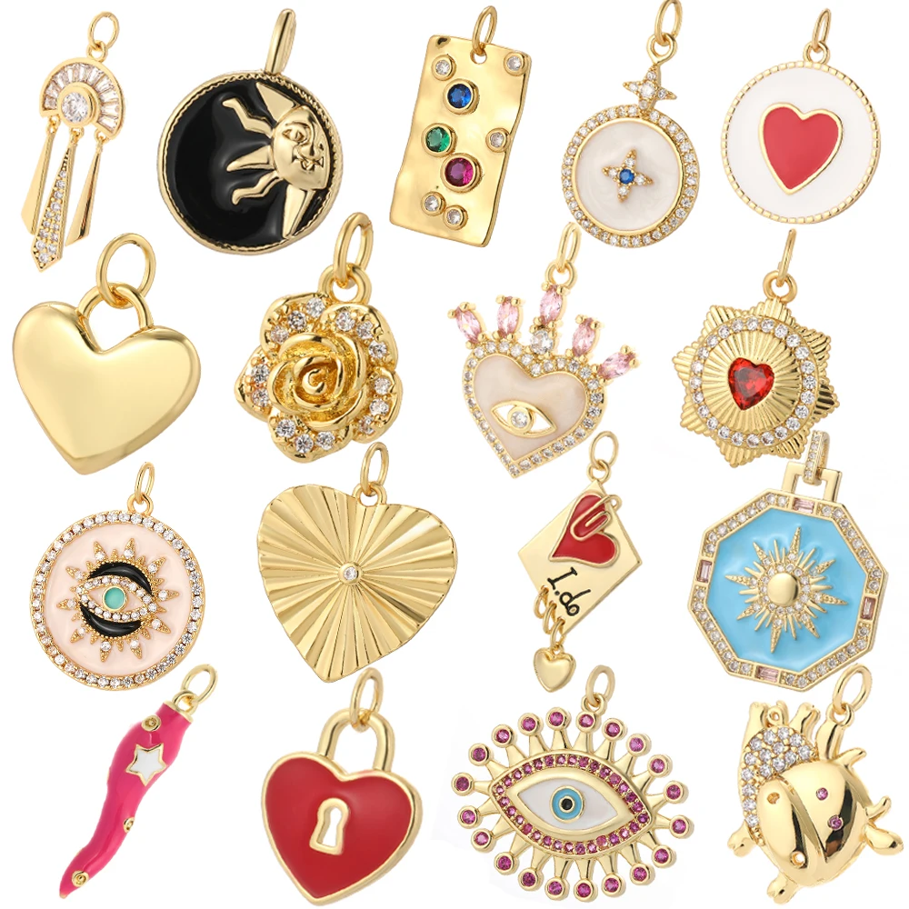 Sun Star Red Heart Cute Charms for Jewelry Making Supplies Designer Evil Blue Eye Butterfly Flower Diy Earings Bracelet Necklace