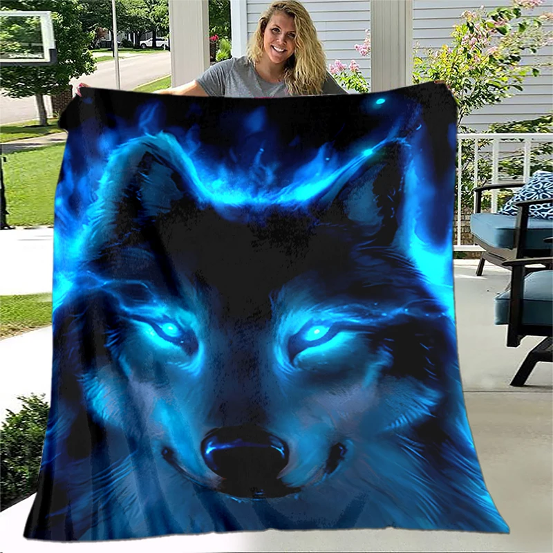 

Sofa Bed Throwing Cartoon Picnic Blankets Modern Flannel Blanket Art Fantasy Wolf Soft Plush Gedruckt Bettdecke Geschenk Gift