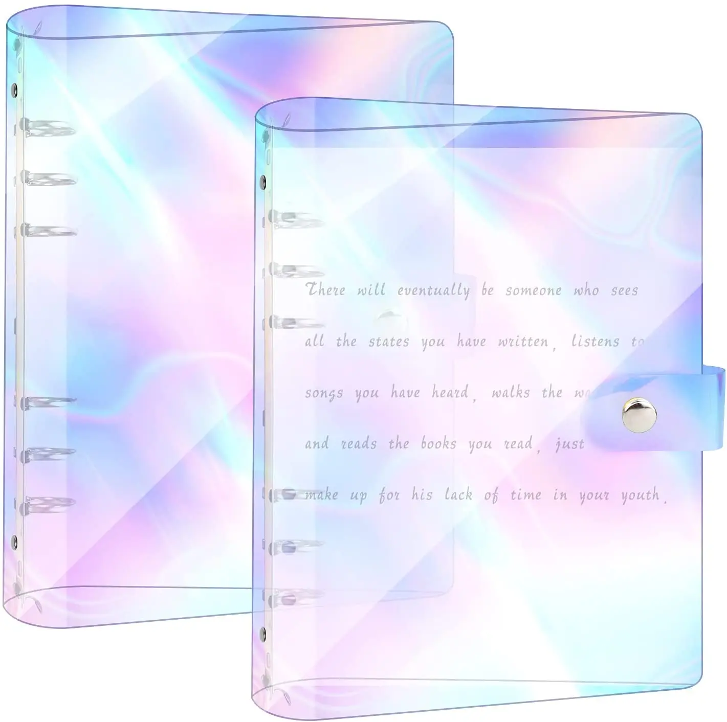 

A5 Rainbow Soft PVC Notebook Binder Cover Refillable Planner Organizer for 6 Ring Loose Leaf Paper Binder Notebook Binder
