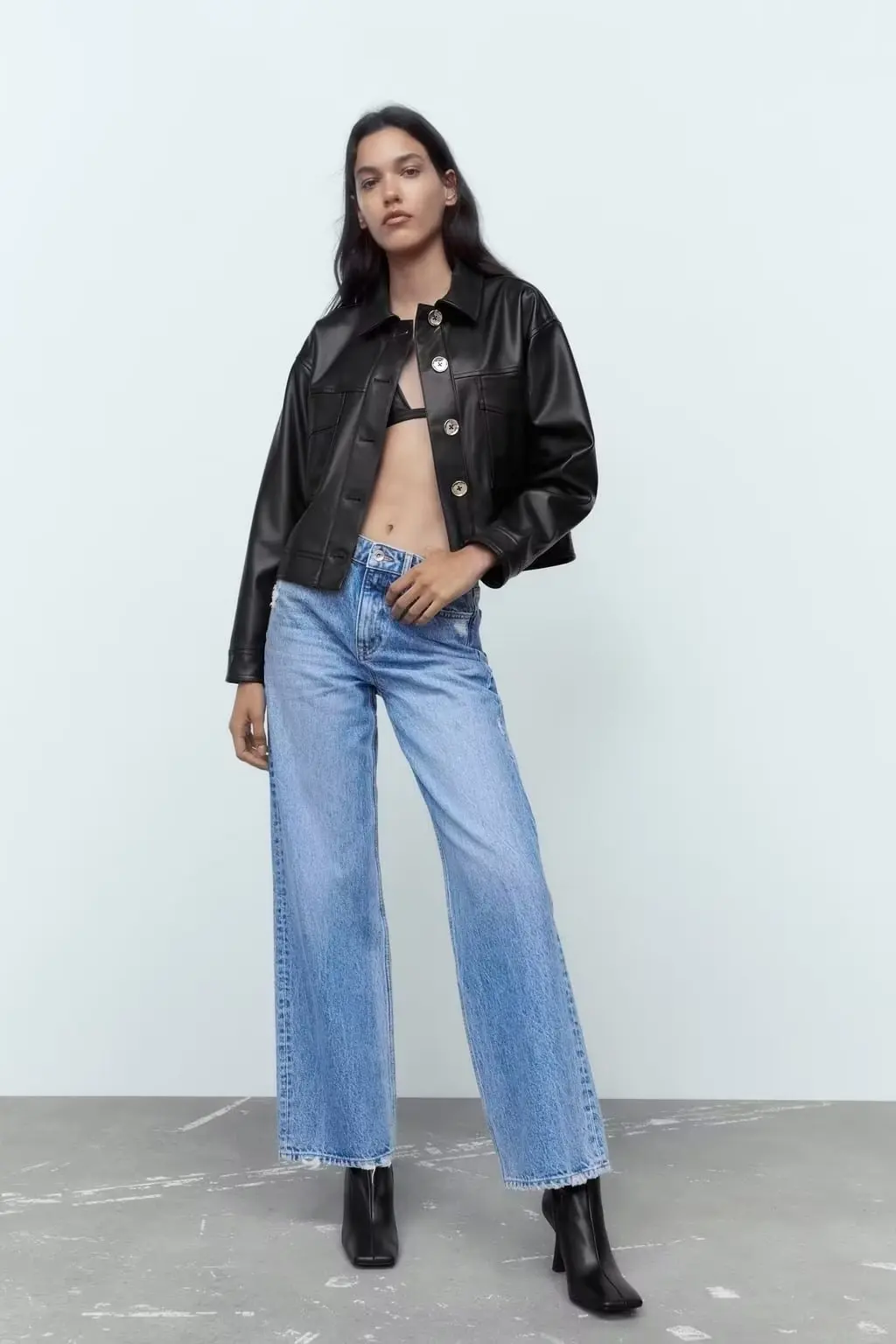 MOLAN Autumn Woman Leather Jacket Black New Fashion Zipper High Street Lapel Button-Up Sexy Outwear Top Female PU Coat Outwear