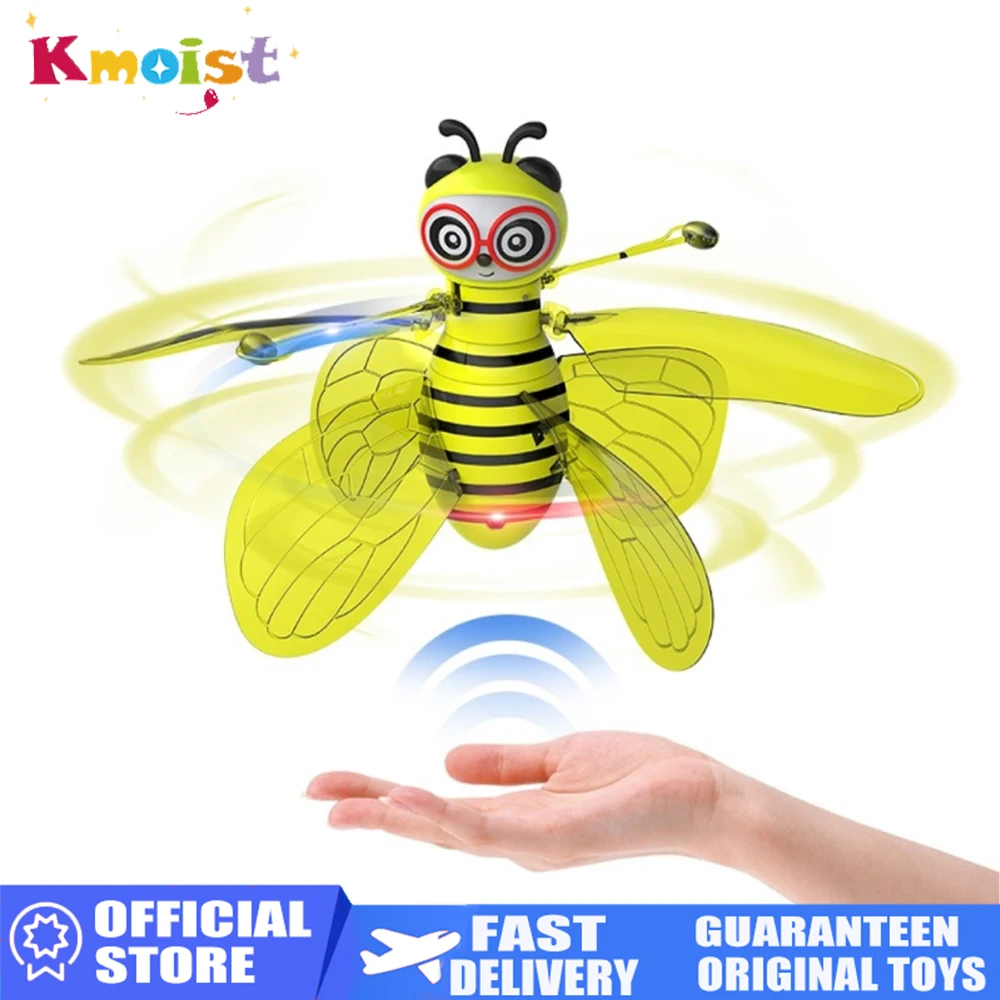 

Mini UFO Flying Bee Rc Drone with Wings Hand Sensing Induction Helicopter Electronic Model Quadcopter Drohne Toys for Boys Gifts