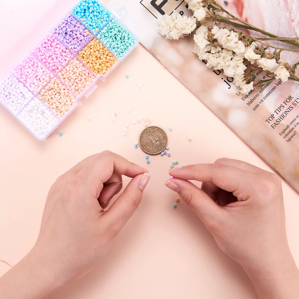 Стеклянные бусины PandaHall для бижутерии 10 цветов 5530 пастельных 8/0 шт.