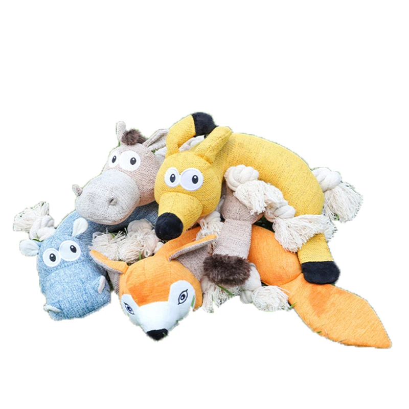 

Squeaky Pet Toy Suitable For Medium To Large dog Plush Size Dog Chewing Toy Animal Shape Hippopotamus Fox Cow Pet Supplies