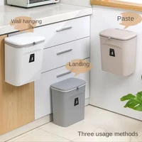 fold smart trashcan wall mounted trash can bag kitchen cabinet storage bucket bathroom recycling trash bins