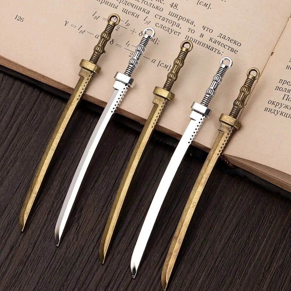 

5Pcs DIY Pendants Craft Accessory Silver Swords Knife Bookmark Antique Swords Knife Bookmark Charms Jewelry Making