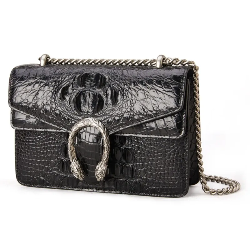 

Luxury 100% Siamese Crocodile Skin Messenger bag For Women Large Capacity Shoulder Bag Women's Crosssbody Bag Sling Bag NE039