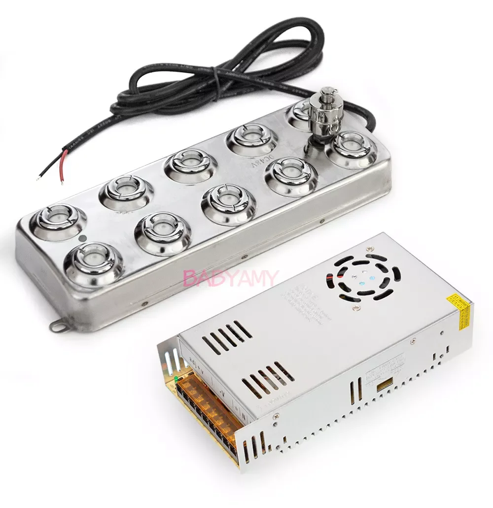 

DC 48V 5000ML/H Ultrasonic Atomizer Industrial Humidifier Fog Machine Parts Ultrasonic Mist Maker Fogger 10 Head With Power