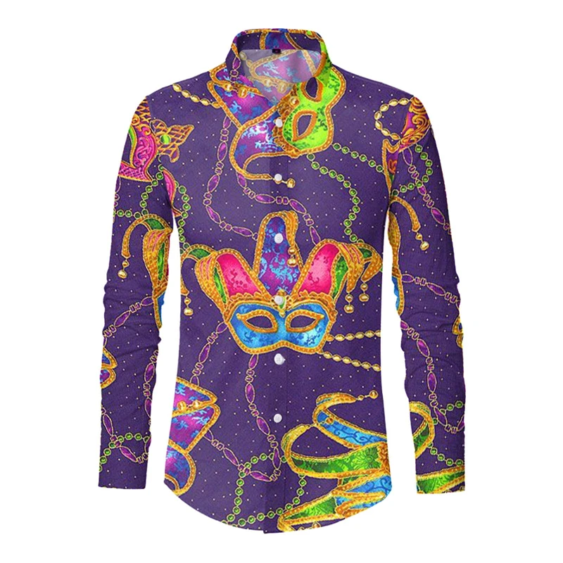 Мужская Повседневная рубашка с длинным рукавом белая футболка 3D-принтом в