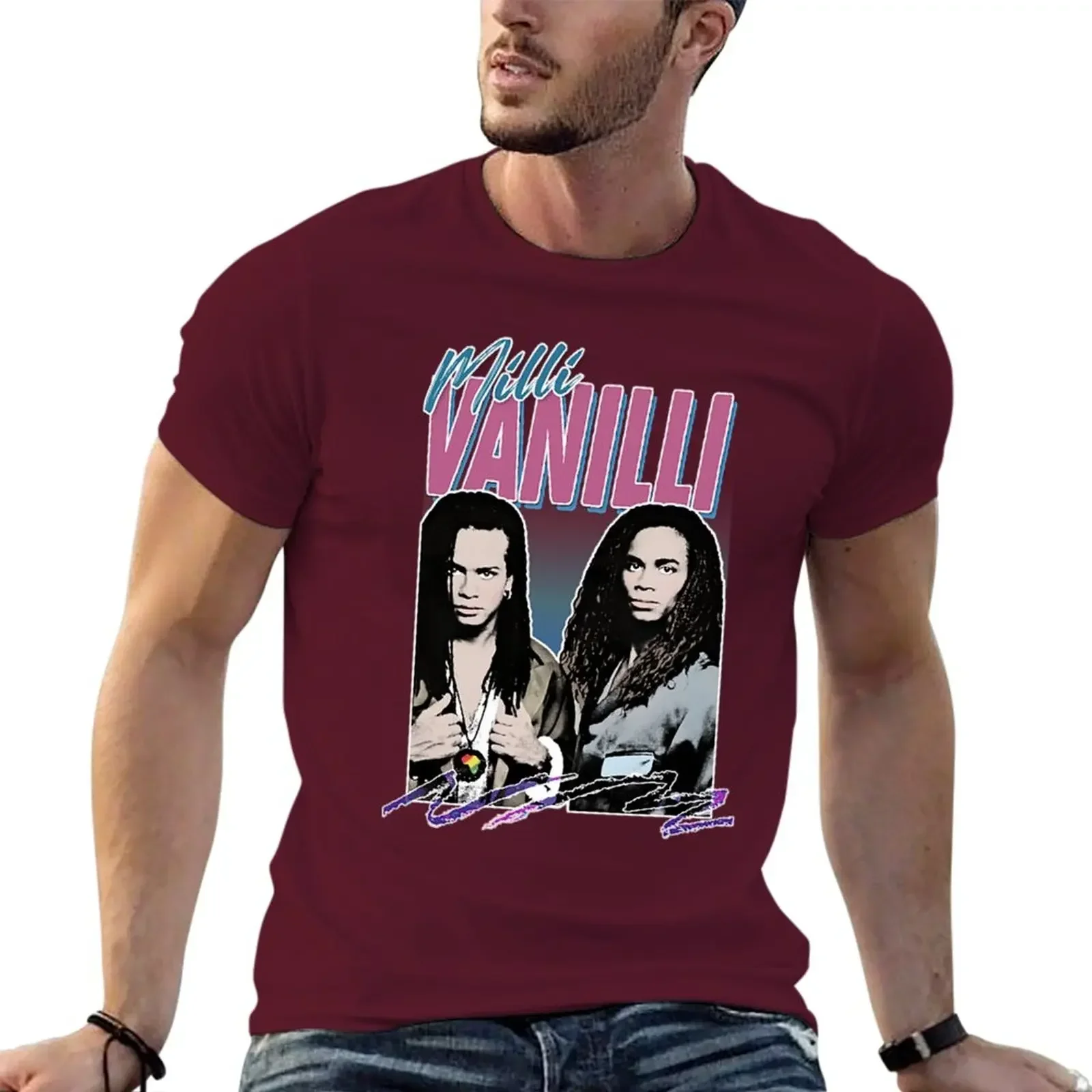 Простая футболка мужская новая Milli Vanilli - 80's Fanart эстетический дизайн Tribute аниме