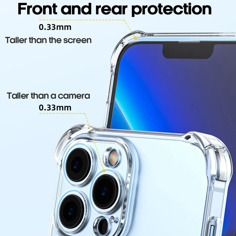 Роскошный Прозрачный Защитный Чехол Для iPhone 16/15/14/13/12 Pro Max Plus Mini Мягкий