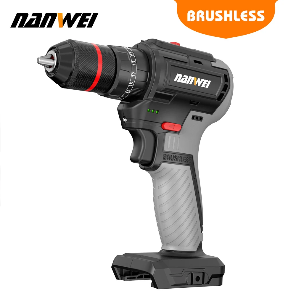 

Аккумуляторная дрель NANWEI, бесщеточная ударная дрель 80NM, универсальная аккумуляторная ручная дрель, литий-ионные бытовые инструменты