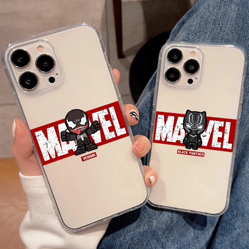 

Cartoon Marvel Logo For Apple iPhone 11 12 13 Pro Max 12 13 Mini X XR XS Max SE 6 6S 7 8 Plus Clear Phone Case Soft Cases