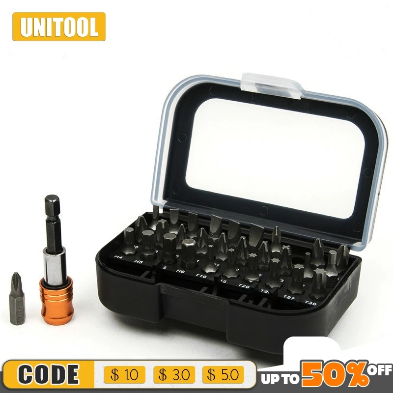 

31pcs/set Magnet Holder Professional Screwdriver Bits Set Case Sturdy Chrome Vanadium Steel Screwdriver Head Set Torx Hex