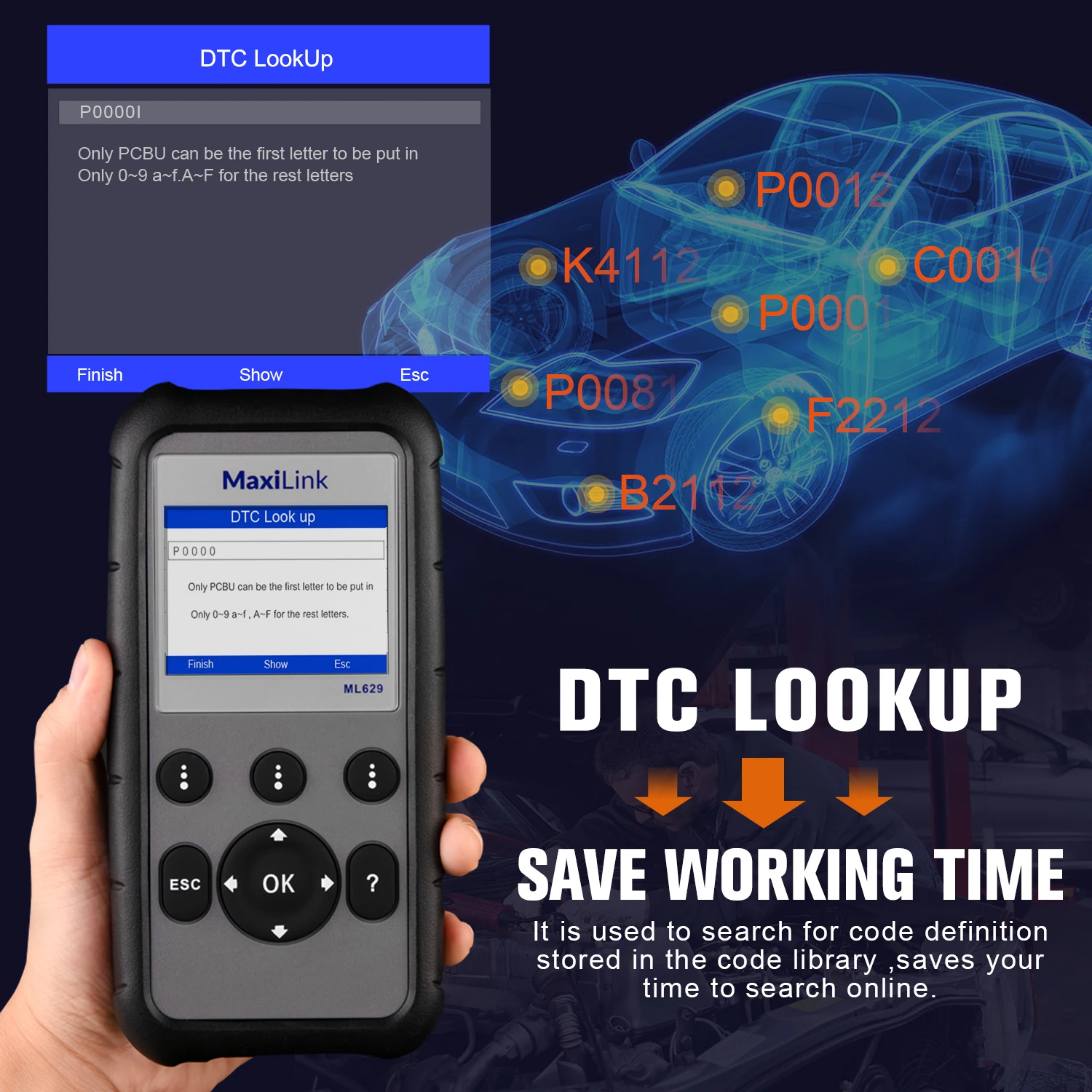 Autel MaxiLink ML629 OBD2 Scanner ABS SRS Engine Transmission Diagnoses OBD II Full Functions PK ML619 for DIYers Professionals |