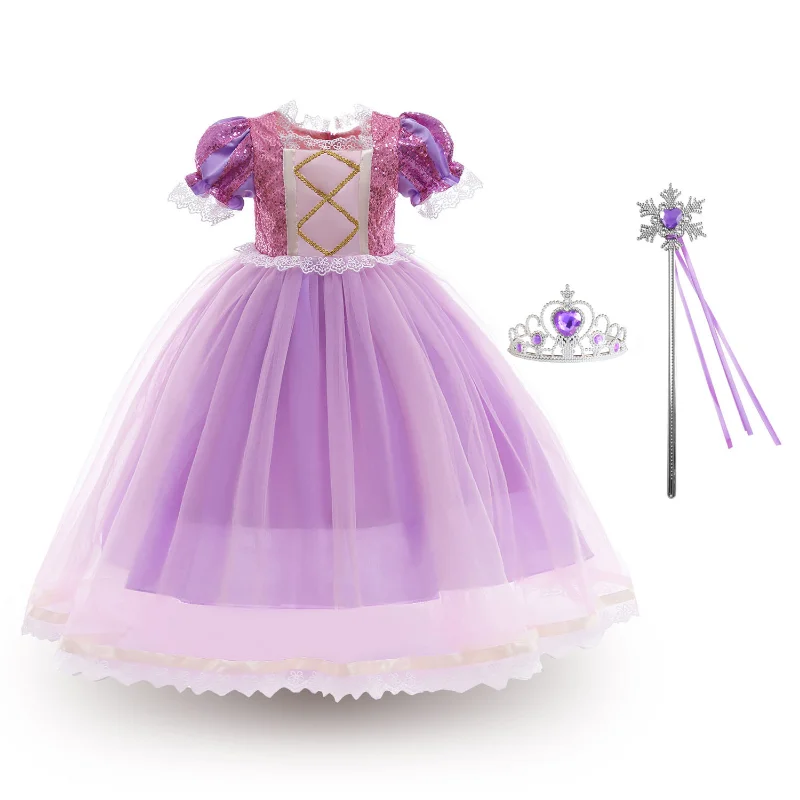 

Children Girl Rapunzel Dress Kids Tangled Disguise Carnival Girl Princess Costume Birthday Party Gown Outfit Clothes 2-10 Years