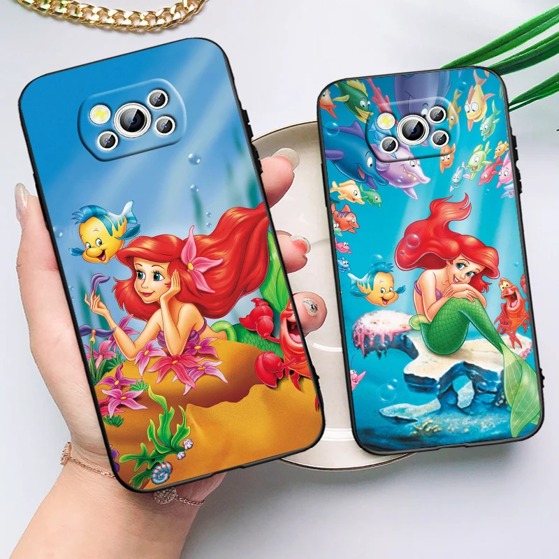 the little mermaid for xiaomi civi mi poco x3 nfc f3 gt m4 m3 m2 x2 f2 pro c3 f1 black silicone funda capa phone case free global shipping