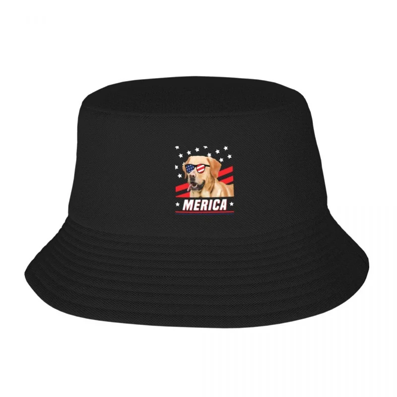 

Labrador American Flag USA Dog Adult Fisherman's Hat Bob Bucket Hats Men Women Caps fisherman Hat Girl Boy Hat