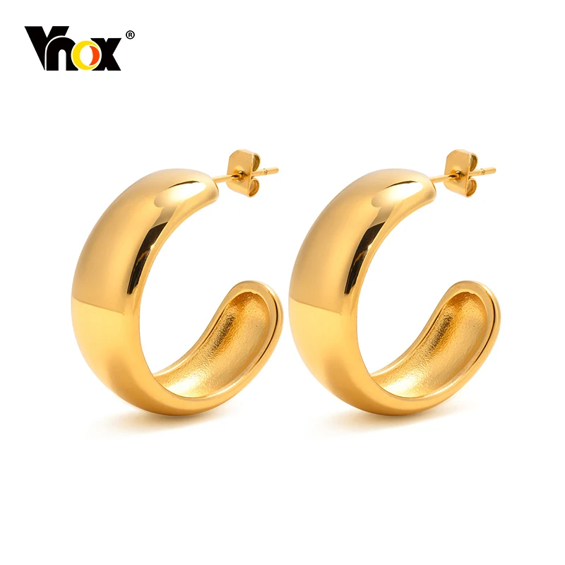 

Vnox Stainless Steel Geometric Hoop Earrings for Women Jewelry, New Trendy Metal Texture Statement Gifts Accessories