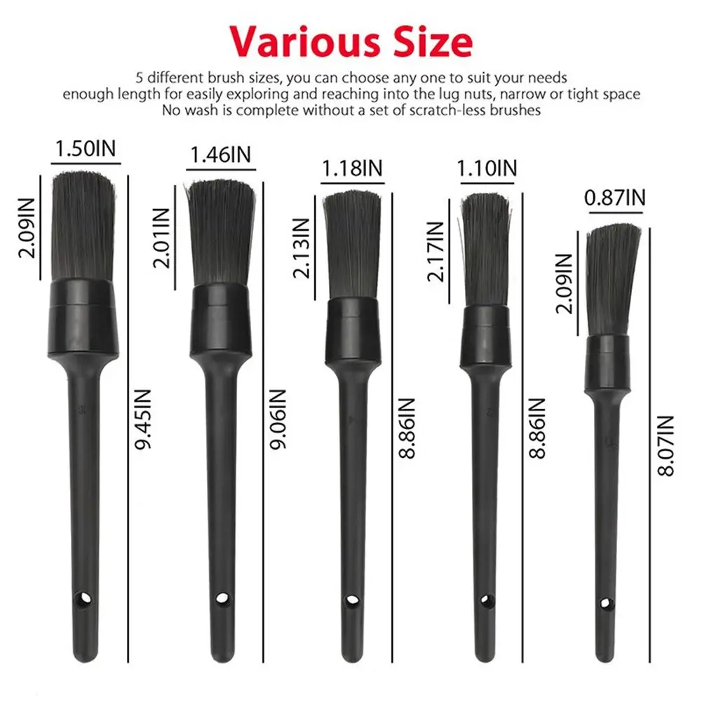 

5 Pack Car Detailing Brush Kit Soft Car Car Interior Wheel Cleaning Set Premium Soft Fu & Synthetic Fiber Car Cleaning Brush