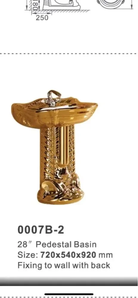 

0007B-2 Sanitary ware ceramic bathroom pedestal basin Rose gold customed inside rose gold