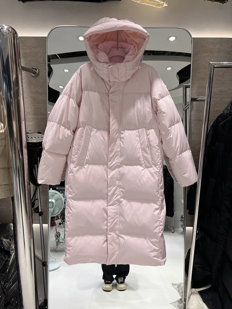 2024 женское белое пальто на утином пуху толстая теплая зимняя куртка-пуховик с