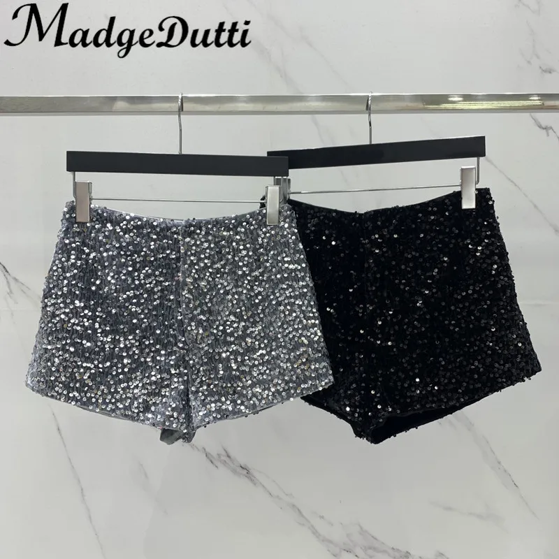 12.6 MadgeDutti Luxury Fashion Heavy Industry Bling Sequins Embroidered Shorts Women