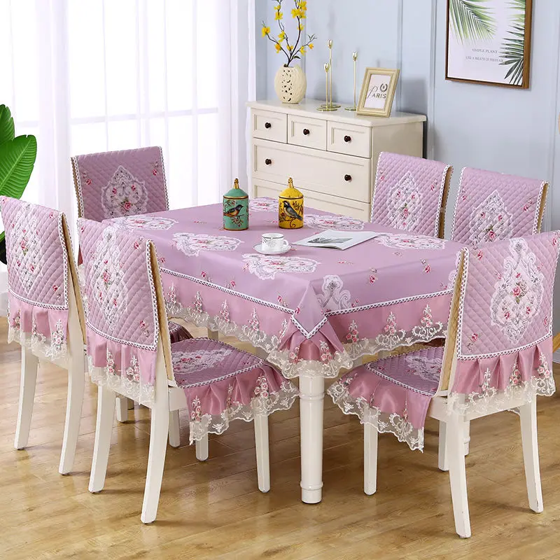 

Home Chinese One-piece Chair Cover Dining Table Chair Cover Rectangular Tablecloth Cushion Backrest Set Printed Jacquard Fabric