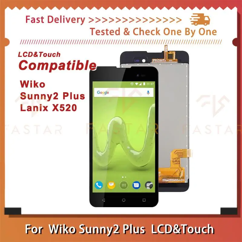 ЖК-дисплей 5,0 дюйма для Wiko Sunny 2 Plus, сенсорный дигитайзер в сборе, сменный экран для телефона Sunny2 Plus, Lanix X520, ЖК-дисплей