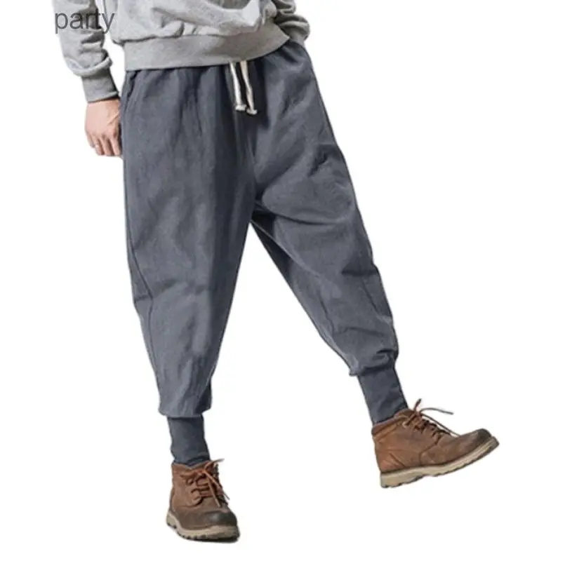 

Men's Joggers Harem Pants Spring Summer Sweatpants Hip Hop Drawstring Male Fit Baggy Ankle-Length Trousers