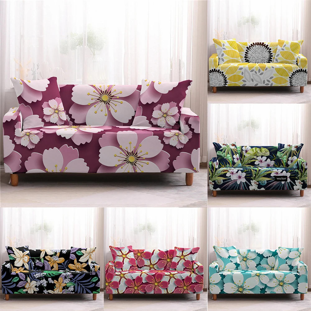 

Modern Elastic Sofa Cover for Living Room Stretch Flowers Printed Couch Cover Non-Slip Sofa Slipcover Protector 1/2/3/4 Seater