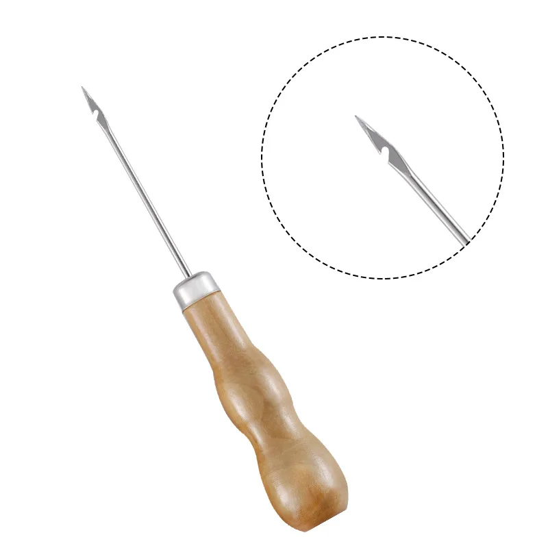 

Hot Canvas Leather Sewing Shoes Wood Handle Tool Awl Hand Stitching Taper Leathercraft Needle Tool Kit Sewing Supplies