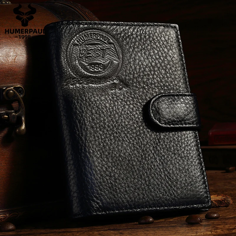 Genuine Leather Men Passport Cover RFID Blocking Credit Card Holder Fashion Wallet Large Capacity Bank Document Cover For Women