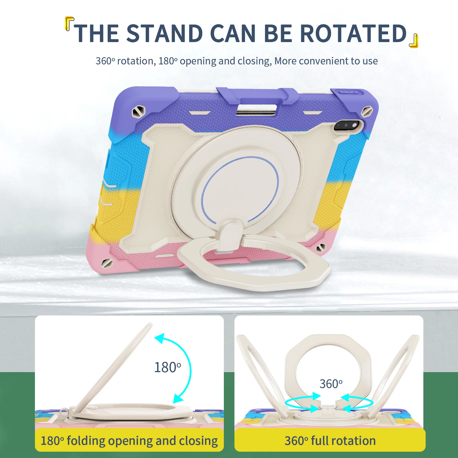 

Anti Falling 3 Proofing Colorful Protective Case with Silicone Bracket for Samsung Tab S7 S7FE S8Plus A7 10.4/T500/T505 A8 10.5