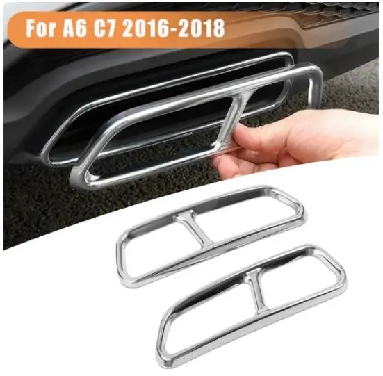 

2 шт., хромированные автомобильные выхлопные трубы для Audi A6 C7 2016-2018