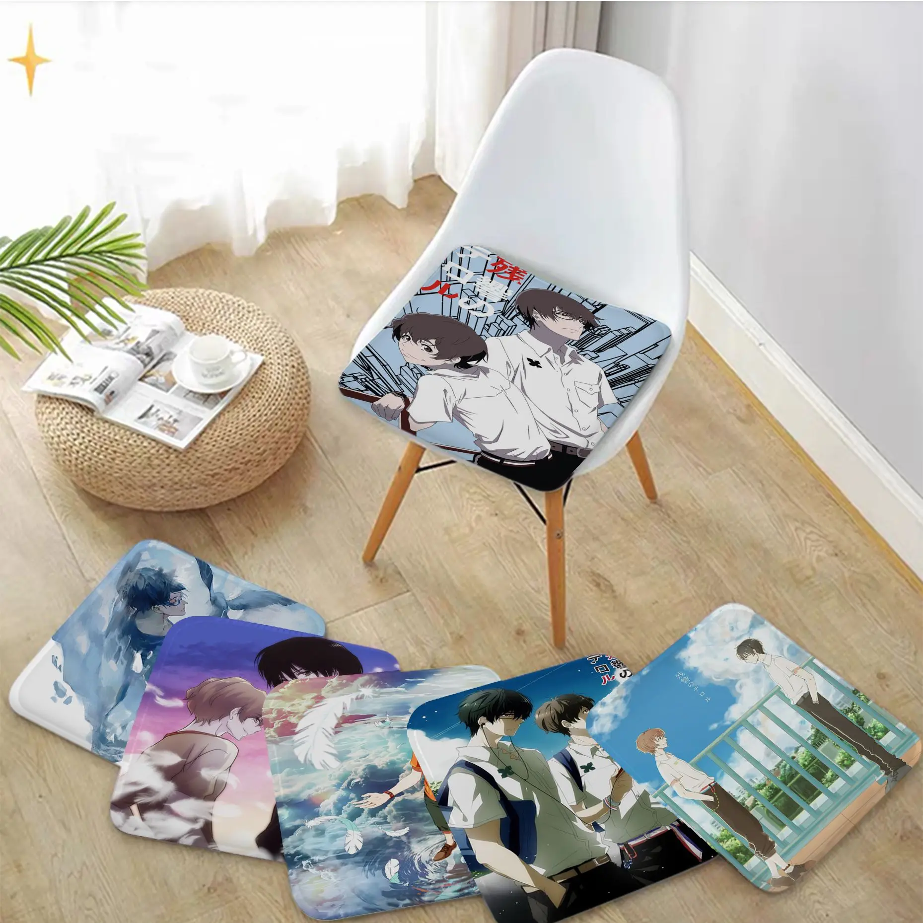 

Zankyou No Terror In Resonance Nordic Printing Seat Cushion Office Dining Stool Pad Sponge Sofa Mat Non-Slip Buttocks Pad