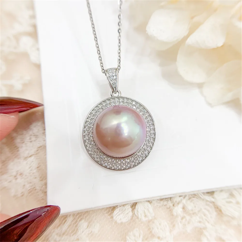 S925 Sterling Silver Pearl Pendant Settings Blank/Base For DIY Pendant Jewelry Making Accessories Suitable for 12-13mm Bead