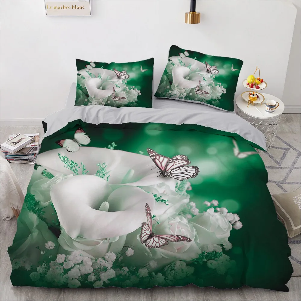 

Flowers with a colorful background Pattern Gradient Color Duvet Cover Set Bed Sheet Pillowcases Multi Siz