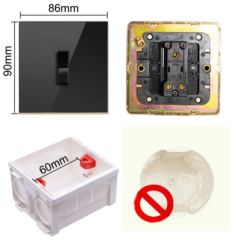 Niva NV9 3-полосные 2-полосные выключатели из черной нержавеющей стали белая